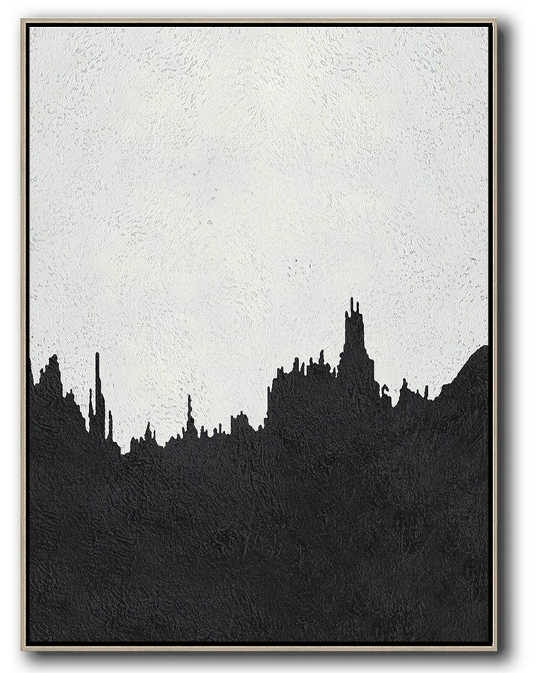 Large Abstract Painting Canvas Art,Black And White Minimal Painting On Canvas - Custom Oil Painting